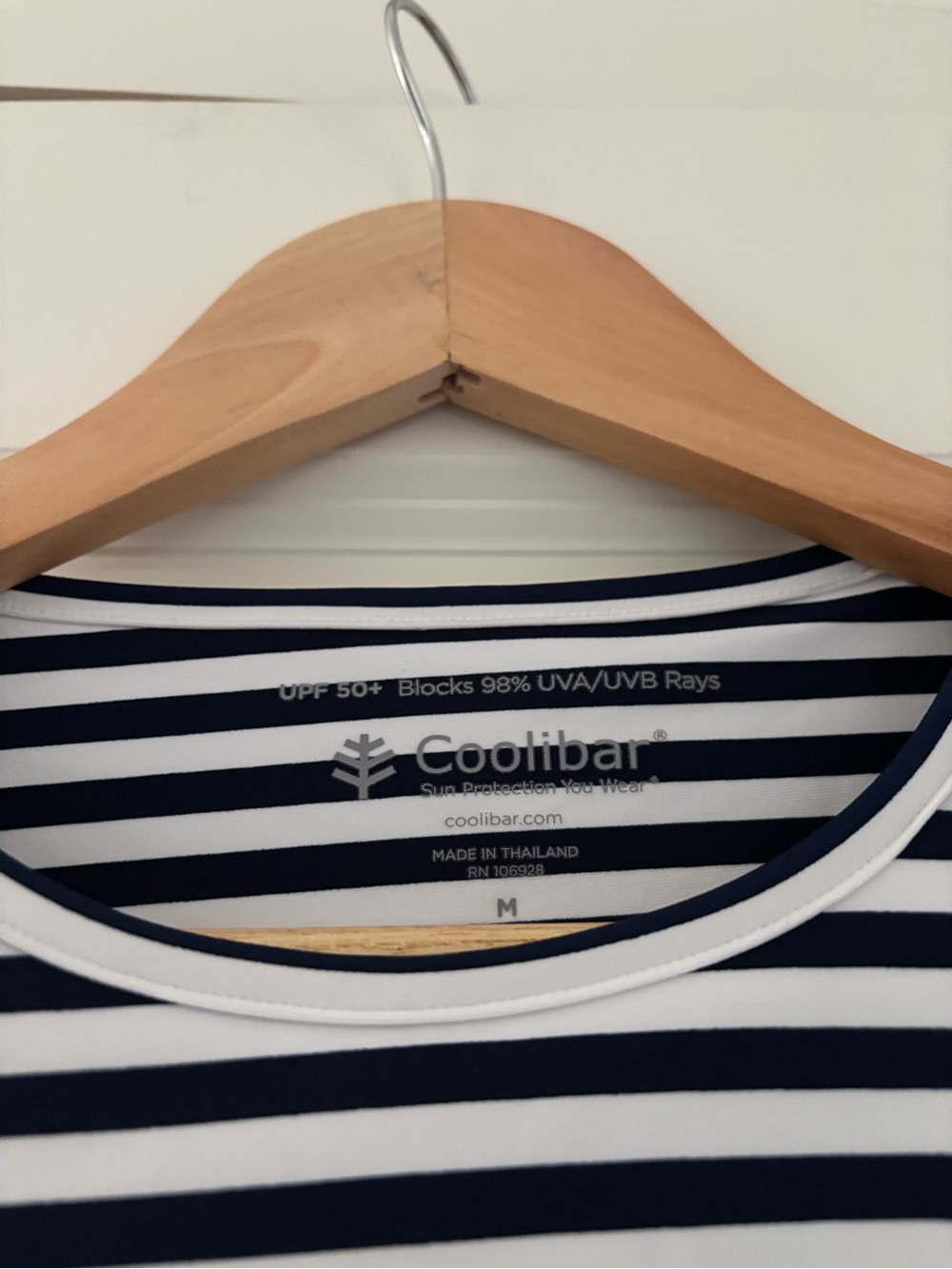 Coolibar Bayfront Rash Guard Top Striped UPF 50+ Active Built in Bra - Picture 10 of 10